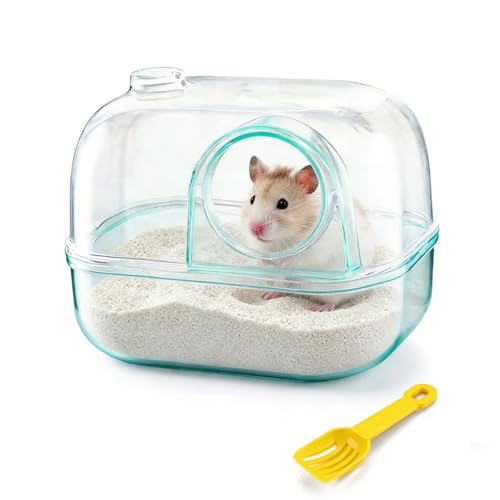 Hamster Sand Bath Box, Polaroid-Inspired Acrylic Hamster Bathroom & Dig Box forSyrian Hamster & Dwarf Hamsters, Large Capacity Substrate Container with Cleaning Shovel(Green) - color: green