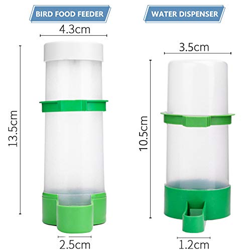 Bird Feeder, Bird Water Dispenser for Cage, 2PCS Automatic Bird Water Feeder with 1PCS Food Feeder for Cage Pet Parrot Budgie Lovebirds Cockatiel (2pcs 90ml + 1pcs 150ml) - size: 2pcs 90ml + 1pcs 150ml