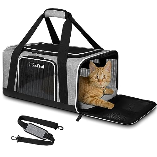 Pet Carrier 18x13x9.5 Southwest Airline Approved,Pet Travel Carrier Bag for Small Cats and Dogs, Soft Dog Carrier for 1-15 LBS Pets,Dog Cat Carrier with Safety Lock Zipper (Grey) - color: Grey, size: 18.0"L x 13.0"W x 9.5"H