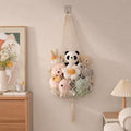 Corner Hanging Toy Hammock, Large Stuffed Animal Storage Net for Kids Room, Boho Nursery Decor, Easy Install with Hooks, Holds 100+ Plushies, Soft Cotton Rope, off white