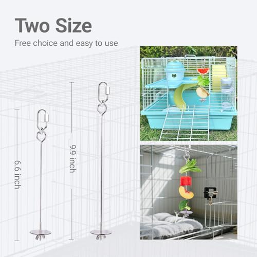 3 Pack Rabbit Toys, Bunny Rat Cage Food Holder Stainless Steel Slow Feeder Hanging Accessories for Rat Guinea Pig Chinchillas Rabbits Hamster Foraging Enrichment Small Animal Toys