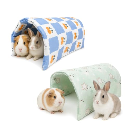 2 Pcs Foldable Guinea Pig Hideout Tunnel - Small Animal Hides | Creative Shapes, Waterproof, Small Pet Tunnels for Rabbit Hamster Chinchilla