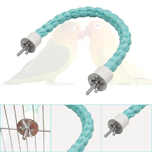 U Shape Bird Parrot Perch Stand Toy, Cotton Bendable Parakeet Standing Climbing Rope Toy, Cage Accessory for Small Birds Parakeet Budgies Cockatiels Lovebirds (15"/38 cm) - size: 15"/38 CM