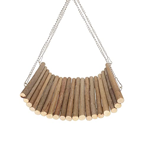 Hamster Wooden Swing, Natural Large Space Climbing Playing Toy with Hanging Chain for Parrots Gerbils and Similar Size Pets (20 * 30CM) - size: 20*30CM