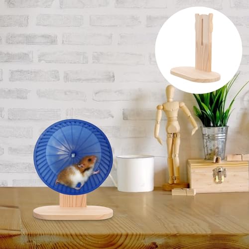 Toyvian Hamster Wheel Stand, Silent Wooden Exercise Wheel Holder for Small Pets