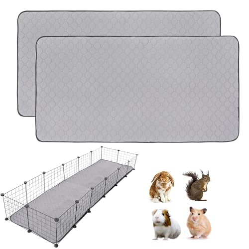 Guinea Pig Cage Liners, 24''X72'' Washable Guinea Pig Pee Pads, Non Slip Reusable Super Absorbent Guinea Pig Training Mat Bedding Fleece for Small Animals Hamster Rabbit Chinchilla Rat, 2Pack - size: C&C 2x6(24" x 72") 2Pack