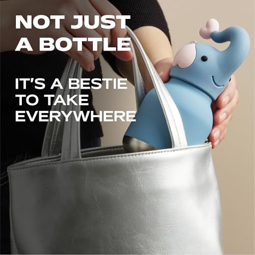 asobu Mini Bestie Water Bottle, Cute Collectible Character, Stainless Steel | 6.7 oz, Leak Proof Seal, Spill Resistant, BPA Free Materials, Dishwasher Safe, Reusable Straw Included, Great Gift Idea - color: MINI TOLANI THE ELEPHANT