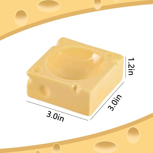 Ceramic Pet Hamster Food Water Bowl Cheese Shaped Hamster Food Bowl Easy to Clean Anti Flipping Small Animals Bowl for Dwarf Parrots Gerbil Chinchilla Hedgehog Rat