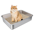 Stainless Steel Litter Box, Metal Litter Boxes 17.7" x 13.7" x 4",Small Litter Box for Kittens,Easy Entry Easy Clean Non Stick No Smell for Senior Cats or Short Legged Cat/Bunny - size: 1 pack-Small-Medium(17.7"x13.7"x4")