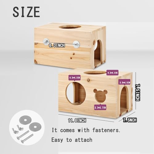 Chinchilla House Chinchiila Nest Degu House Small Animal Hideout Natural Wooden No Paint Wooden peg Safe Durable Teeth Grinding