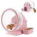 4 in 1 Silent Large Hamster Wheel Multifunctional Hamster Running Wheel Quite Running Spinner Wheel Accessories with Food Bowl Water Bottle for Hamsters Dwarf Gerbil (Pink) - color: Pink