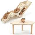 2 Pcs Wooden Hamster Platform with Ladder & Tunnel for Gerbils, Rats, Mice, Syrian Hamsters Burrowing Climbing, Hamster Cage Accessories, Habitat Enrichment Decor(Wooden Ladder Burrow) - style: Wooden Ladder Burrow