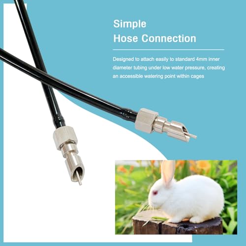 Stainless Steel Water Nipples Metal Automatic Watering System Kit for Rabbit Bunny and Rat | Metal Automatic Watering System for Rat, Guinea Pig, Hamster, Ferrets, Mouse, Mice - color: silver