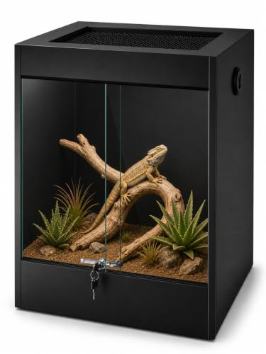 65 Gallon PVC Tall Reptile Terrarium Tank 36x24x18 inch Bearded Dragon Tank, Front Opening Reptile Enclosure Habitat with Tempered Glass & Sliding Door for Geckos, Snakes, Ball Pythons, Lizards - size: 65Gallon