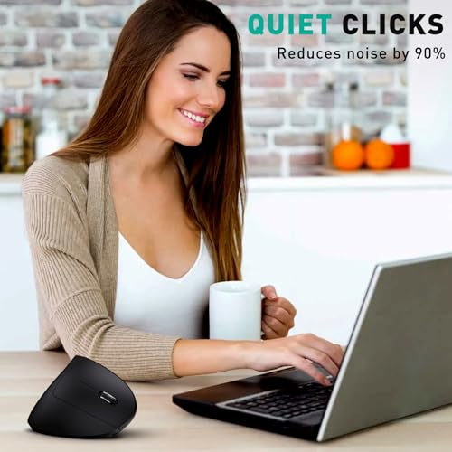 JYKEYMOUT Bluetooth+USB A+USB C(3 in 1)Rechargeable Ergonomic Mouse, Wireless Vertical Design, 5 Adjustable Levels Up to 4800 DPI, 2.4G Carpal Tunnel Silent Mice for PC,Laptop,MacBook,Chromebook-Black - style: DPI-4800