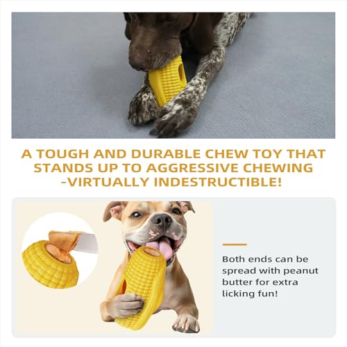 Dog Frozen Treat Toy to Keep Them Busy - Dog Chew Toy for Medium/Large Dogs | Heavy Duty Indestructible Toy for Aggressive Chewer,Interactive Fillable Lick Toy-Food Grade-Easy Clean-Reduce Anxiety-Yellow - color: Yellow-1Pack
