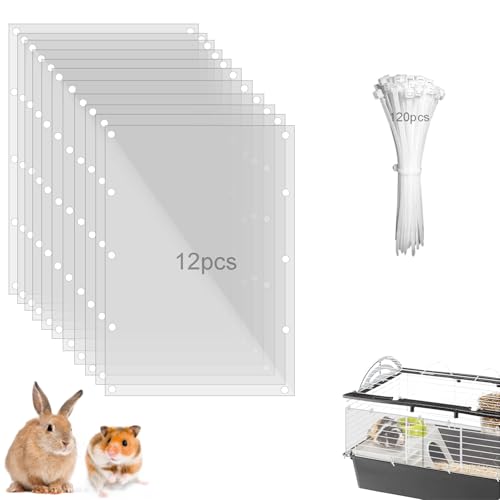 Pet Cage Liner Protection, Rabbit Cage Plastic Panels, 12 PCS Cage Urine Guard for Rabbit, Guinea Pig, Hamster, Hedgehog, Chinchilla, Ferret, Bunny - Transparent, 11.8"x7.9" - size: 12PCS,11.8"x7.9"