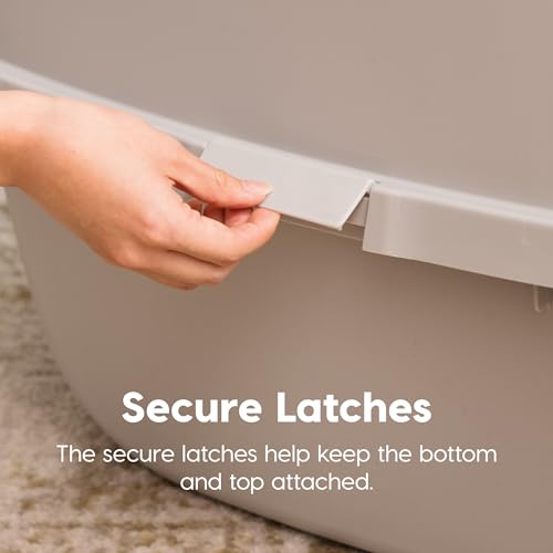IRIS USA Large Front Door Cat Litter Box, Walk-In Entry, Gray | Nervous Cats, Flip Door Access, Covered Walk-Through, Private Enclosure Design, Privacy Hood, Contained Environment - color: Gray, style: Jumbo Enclosed