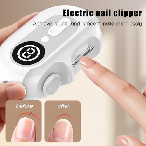 Electric Nail Clipper for Senior and Baby - 4in1, 2 Speeds, Magnetic Cover, Nail Scraps Storage, USB Rechargeable, Safety Electric Fingernail Trimmer for Kids, Adult, Seniors, Men, Caregivers