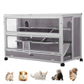 GUTINNEEN Guinea Pig Cages - Metal Iron Frame, Hamster Cage with Chew-Proof Aluminum Edges, Movable Small Animal Hideout with Leak-Proof Tray, White - color: White