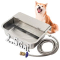 Automatic Dog Water Dispenser 2.5 Gal, 304 Stainless Steel Auto Pet Waterer Bowl with Drainage System + 6.56ft Hose + Float Valve, for Goat Chicken Horse Livestock, 3/4'' GHT Connector Included