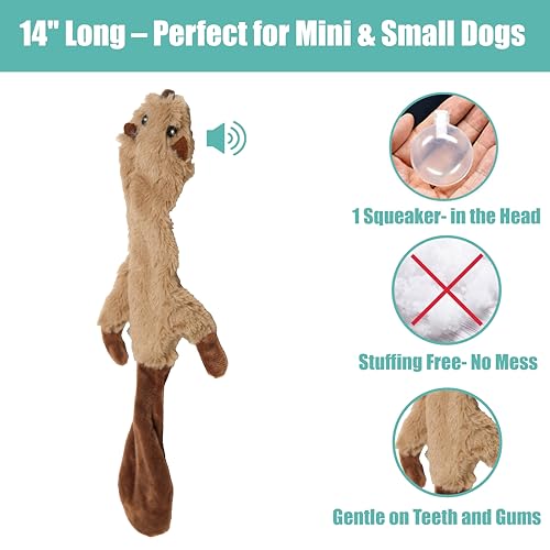 SPOT Skinneeez Beaver Dog Toy – 14" Stuffing-Free Plush Squeaky Dog Toy, Durable Interactive Toy for Small & Medium Dogs, Light to Moderate Chewers, Mess-Free Play - style: Mini Beaver