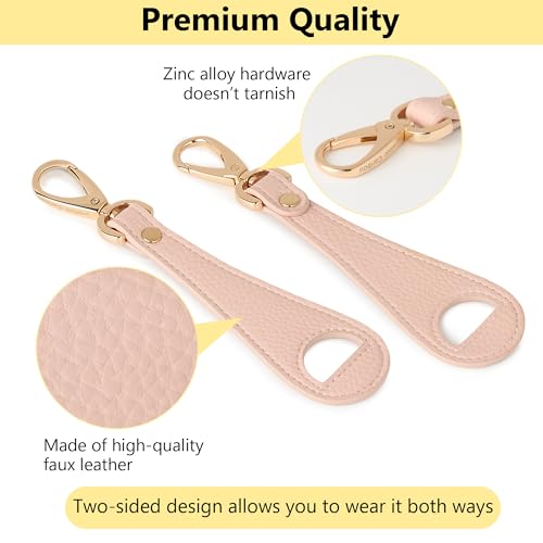 Hat Clip for Travel, Cap Holder Strap for Bags | Faux leather tab, zinc alloy clasp, fits baseball snapback and ponytail caps, mouse ear holder, hands free travel - color: Pink