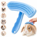 Large Silicone Grooming Brush for Rabbits, Cats & Small Dogs | Rabbit, Cat & Dog Fit | Soft Low-Stimulation Brush | Curved Pet Fit | Daily Bonding | Rinse-Clean Head - color: Blue, size: Large