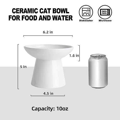 Ceramic Elevated Cat Bowls - 6.2 Inch Extra Wide Raised Cat Food and Water Bowl Set for Indoor Cats, Whisker-Friendly Ceramic Cat Dish for Elder Big Cats & Small Dogs,White,4 Pack - color: White, size: 4 Pack