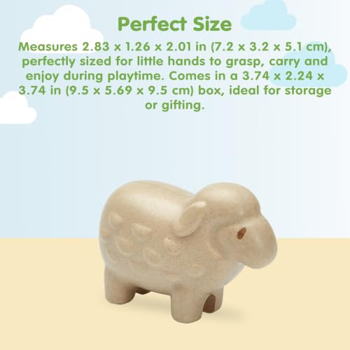 PlanToys® Wooden Sheep Montessori Kids Farm Animal Figurine Play Toy Set | sheep wooden figurine, montessori imaginative play, language development social interaction coordination, animal figure, kids - color: Sheep