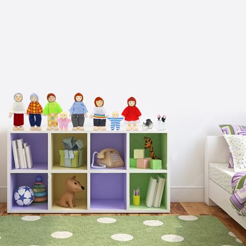ONEST 10 Pieces Wooden Dollhouse Family Set Mini People Figures Sets Dollhouse Dolls Wooden Doll Family Pretend Play Figures Accessories for Pretend Doll House - style: Household Style