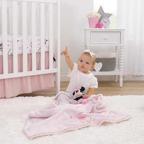 Disney Minnie Mouse My Happy Place Baby Blanket – Super Soft Plush Appliqued Throw 30 x 40 Inch, Cozy Infant Stroller Travel Blanket for Girls - color: Minnie Mouse - My Happy Place