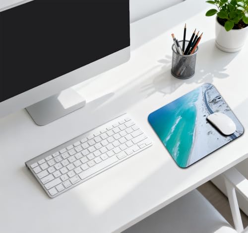 Turquoise Ocean White Sand Beach Mouse Pad, Coastal Highway Road Desk Mat | 9.5"x 7.9", Aerial View Nature Landscape, Cute Smooth & Anti-Slip Mousepad - color: Colorful Design Wknoon-Art 32