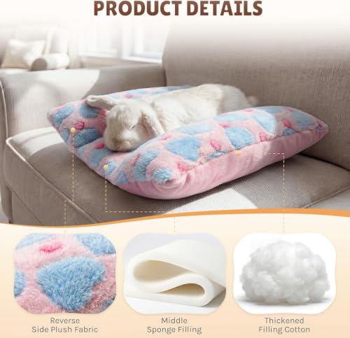 Soft Rabbit Bed, Thickened and Softer, Double-Sided(2pcs Gray+Pink) | 16.5 X 18in Soft Rabbit Bed, Thickened and Softer , Double-Sided Plush Rabbit Beds,Bed for Bunnyfor Rabbits Indoor - color: Gray+Pink