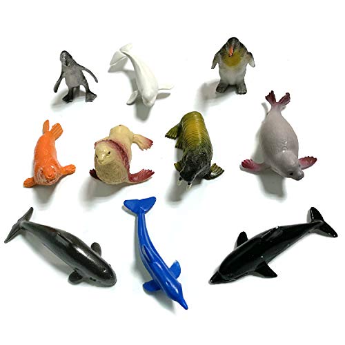 50 Pack Assorted Mini Vinyl Plastic Ocean Sea Animal Figures Toy Set, Realistic Under The Sea Life Figure Bath Gift for Child Educational Kids Party Cake Cupcake Topper
