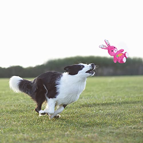 DODODOLA Stuffed Dog Toys Durable Plush Dog Toy with Crinkle Paper Cute Elephant Squeaky Dog Toys Dog Chew Toys for Medium Large Breed (Pink Rabbit) - color: Pink Rabbit