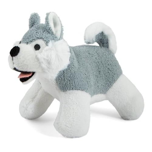 Jeffers Pet Animal Cuddlers Plush Squeaky Dog Toy, 8 in - Gray Husky - color: Gray Husky