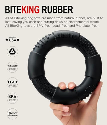 Natural Rubber Dog Ring Toy for Large Aggressive Chewers - Lifetime Replacement - Indestructible Tug Fetch Toy for Large Breed - Durable Tough Dog Chew Toy for Super Chewer, Black - color: Ring Toy - Black