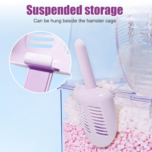 DONGKER Hamster Litter Scoop,Reusable Hanging Hamster Sand Bath Scoop for Guinea Pig Gerbil Rebbits Small Animals Bearded Dragon - color: purple