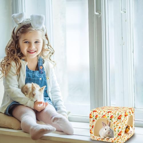 UPINS Guinea Pig Hideout,Washable Small Pet Bed House for Guinea Pigs Ferret Chinchilla Hedgehog Bunnies Rabbit - color: Mushroom