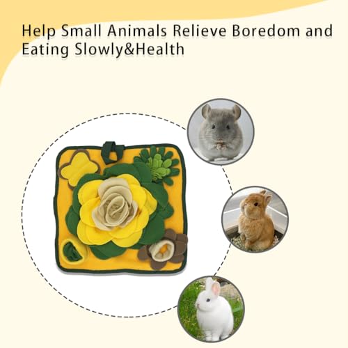 Rabbit Foraging Mat，Bunny Snuffle Mat for Hamsters Puzzle Toys Ferrets Interactive Feeding Mat for Guinea Pigs Hedgehog Chinchillas Small Animals Stress Relief (Yellow Green) - color: Yellow Green