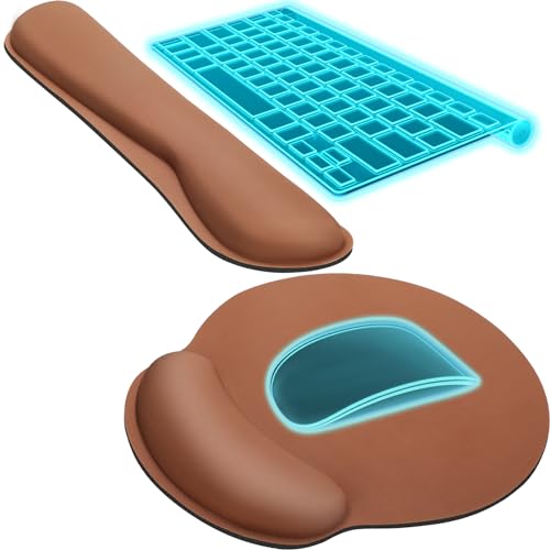 KTRIO Keyboard Wrist Rest & Mouse Pad with Wrist Rest, Coffee Brown | Memory Foam Wrist Support, Ergonomic Design, Non-Slip Base, Office and Home Use - color: Coffee Brown