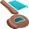 KTRIO Keyboard Wrist Rest & Mouse Pad with Wrist Rest, Coffee Brown | Memory Foam Wrist Support, Ergonomic Design, Non-Slip Base, Office and Home Use - color: Coffee Brown