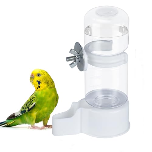 Automatic Bird Cage Water Dispenser, 4.73 oz Parakeet Water Feeder | Water Dispenser for Birds, 4.73 oz Tank, Gravity Flow Helps Reduce Mess, Rotating Cage Clip, Budgies Cockatiels Lovebirds - color: White, size: 1PCS Water Dispenser