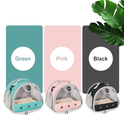 Bearded Dragon Carrier, Reptile Travel Bag with Built-in Thermometer Hygrometer, Breathable Small Animal Carrier with Clear View Window, Portable Guinea Pig Carrier for Gecko, Snake, Hamster - color: Black