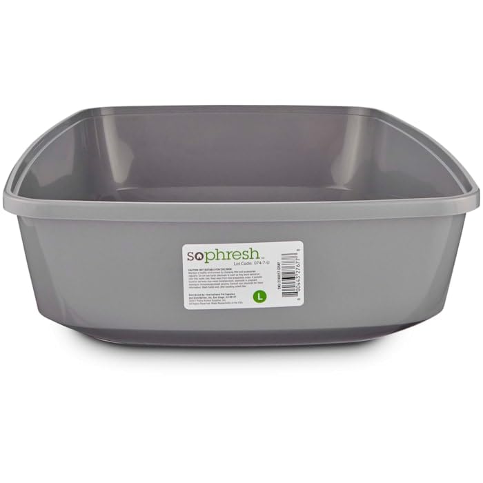 So Phresh by Petco Open Cat Litter Box Grey Large 19.5" L X 14.8" W X 4.3" H - size: Large