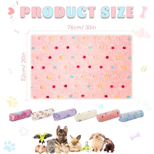 6 Pack Guinea Pigs Fleece Blankets, Soft Plush Mats for Rabbits Hamsters, Washable Small Pet Cage Bedding, Cozy Burrow & Snuggle Cover for Puppies Kittens Travel (30x20 Inch, Light Color) - color: Light Color, size: 30x20 Inch /6 Packs