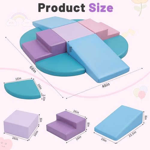 9-Piece Climbing Toys: Soft PU Leather Foam Blocks - Climb and Crawl Activity Blocks - Play Gym Equipment Indoor for Development(Macaroon) - style: Macaroon