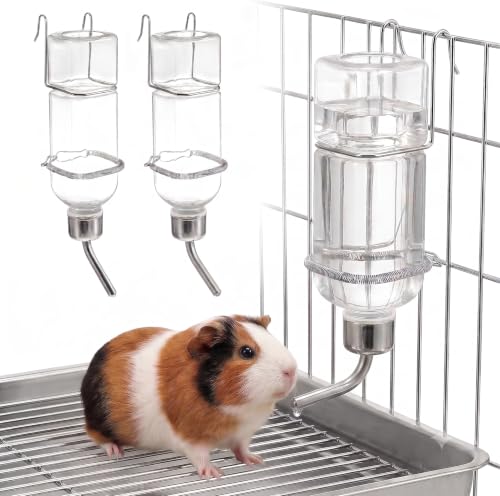 FENICAL Pet Cage Water Bottle, 11.8OZ Hanging Pet Drink Dispenser, Plastic | 2pcs Small Animal Water Feeder Bottle, Auto Feeding Crate Water Jar Chew-Proof, No Mess, Leakproof for Guinea Pig Hamster - size: 23.00X5.50X5.20CM