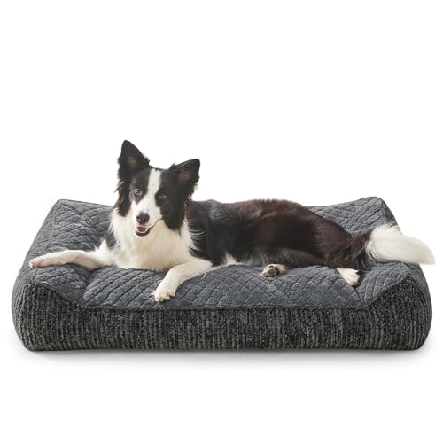 JOEJOY XL Orthopedic Dog Beds Large Sized Dog, Extra Thick Supportive Big Dogs Couch Bed with Sides, Ultra Soft Pet Bed Sofa for Large Dogs, Grey, 38''x28'' - color: Grey, size: L Plus(38"L x 28"W x 8"Th)
